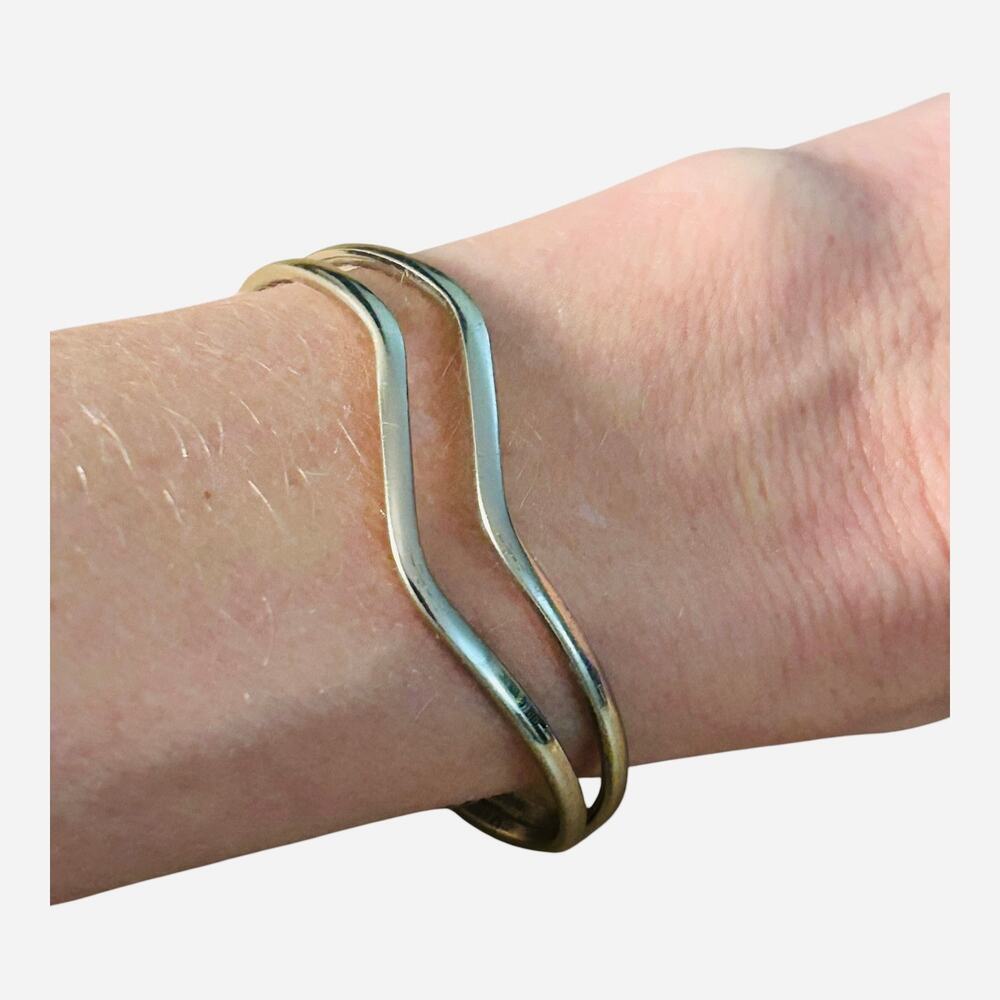 Sergio Lub California German Silver Double Wave Cuff Bracelet